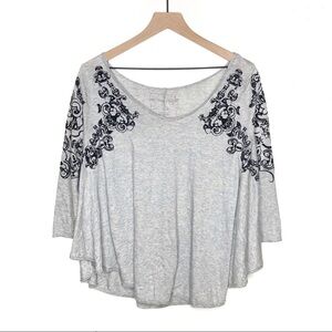 We the Free V Neck Flowy Top Flocked Velvet Gray S
